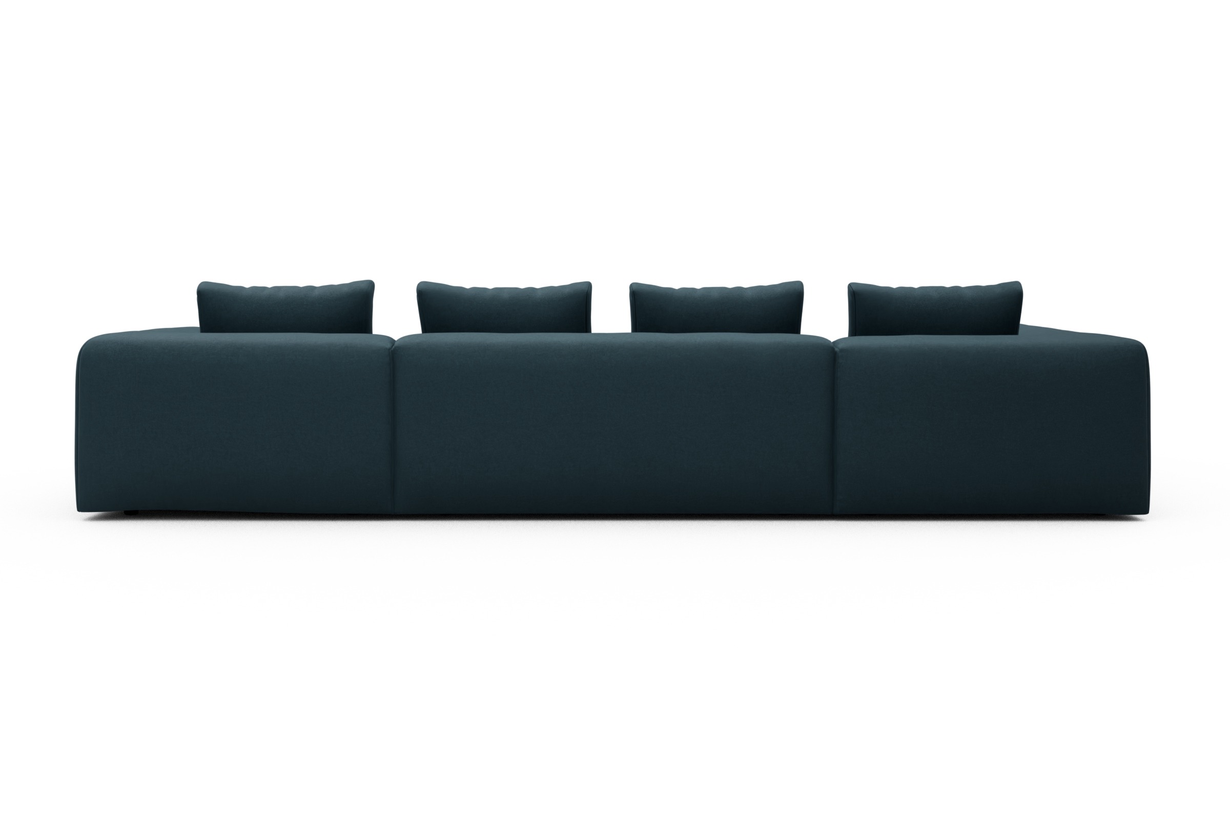 Wohnlandschaft Fred Relax-Ecke links mit 2-Sitzer und Chaiselongue rechts Strukturierter Stoff Satya 443-Deep-Blue