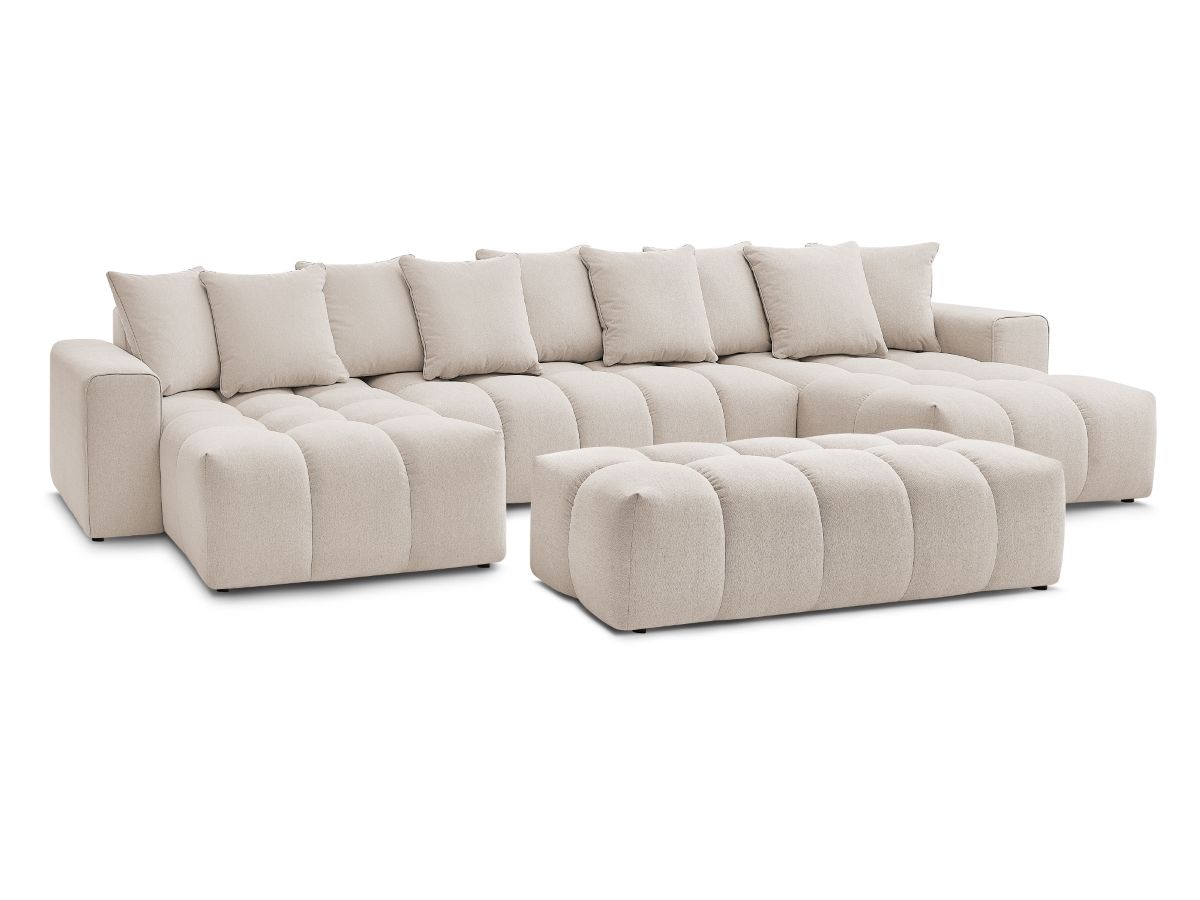 Bobochic Mont-blanc Wohnlandschaft mit Pouf Melange-Stoff Beige