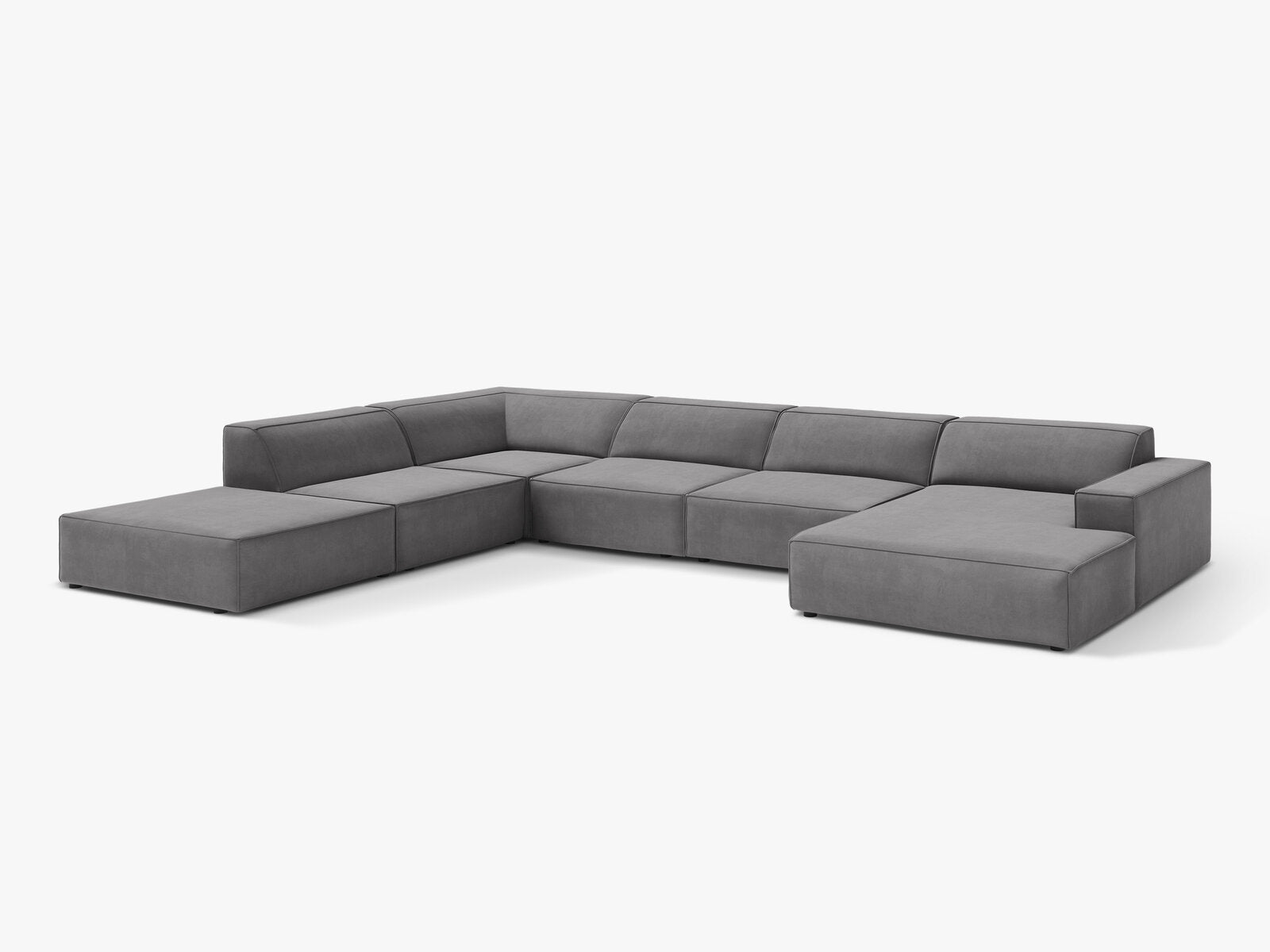 Micadoni Panorama-Ecksofa Jodie 7-Sitzer Samt Venus Hellgrau Links