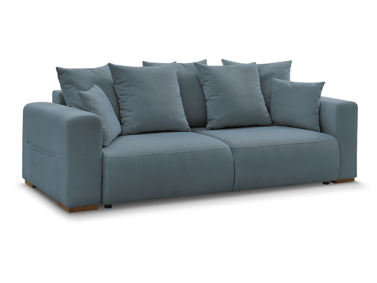 Bobochic Sidonie Schlafsofa 3-Sitzer mit Bettkasten Cordsamt Dunkelblau