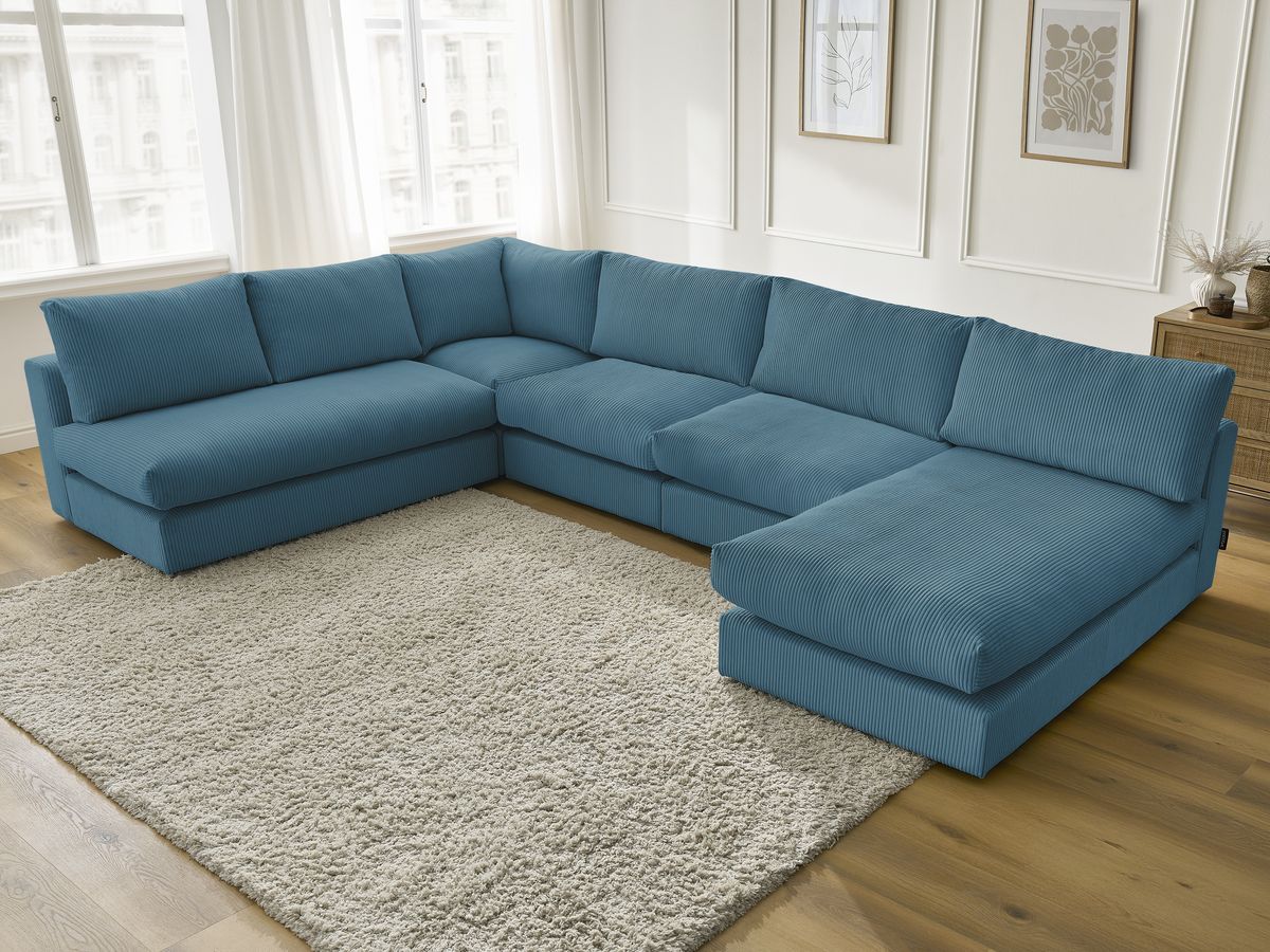 Bobochic Paris Ecksofa Cordsamt Hellblau