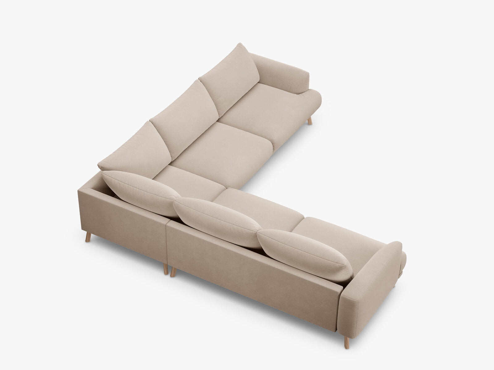 Micadoni symmetrisches Ecksofa Naomi 5-Sitzer Samt Salvador Beige