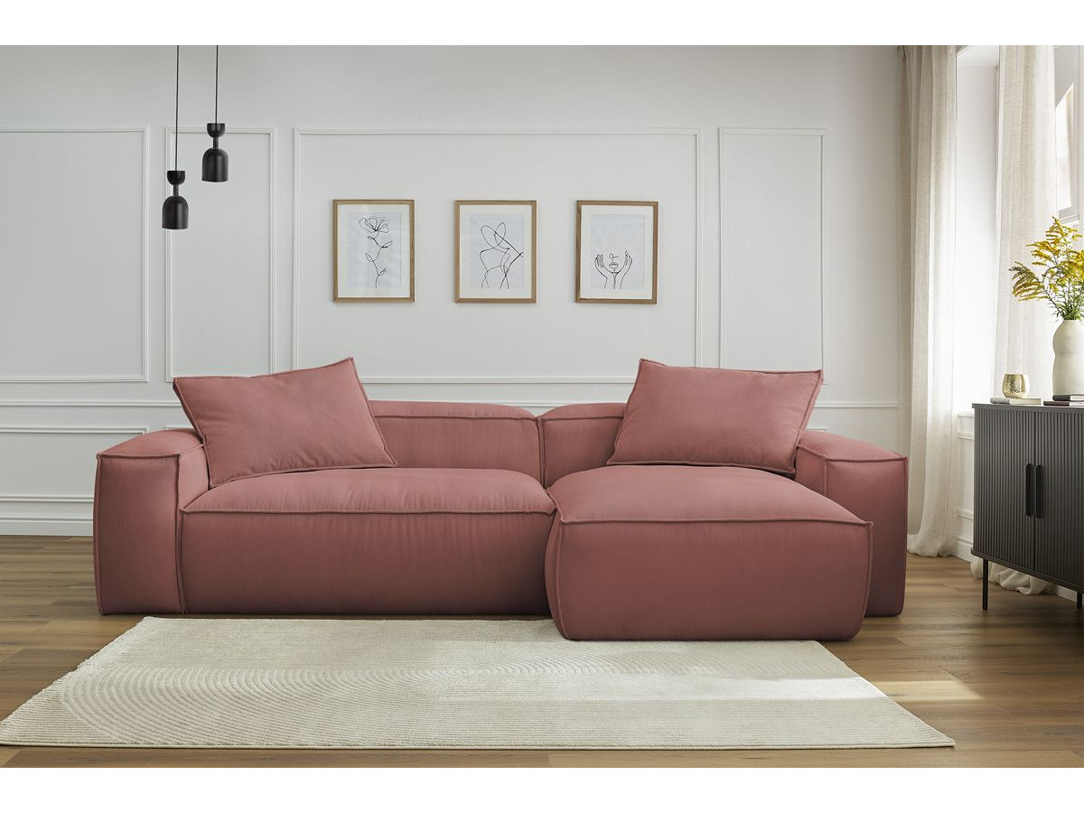 Bobochic Boheme Ecksofa, 3 Kissen Cordsamt Rosa