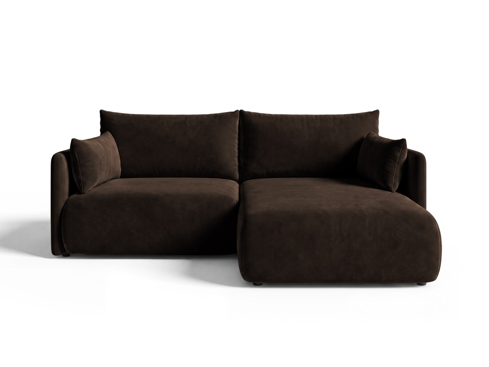 Cosmopolitan Design Ecksofa Monaco 3-Sitzer mit Schlaffunktion Samt Bluvel Dunkelbraun Rechts