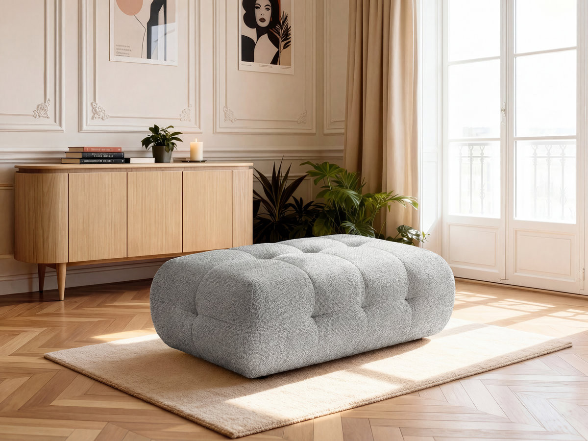 Bobochic Laura Pouf 135 × 84 cm Melange-Stoff Hellgrau