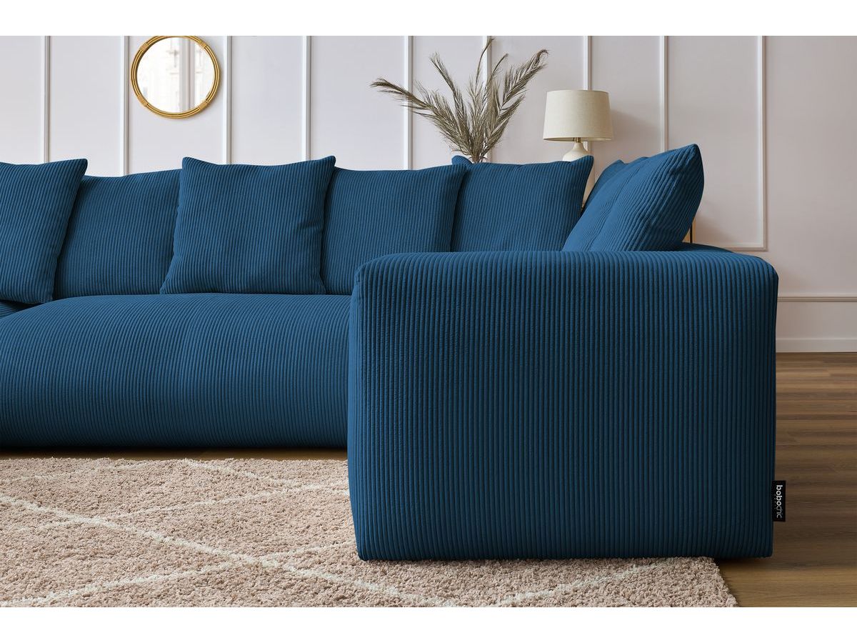 Bobochic Voltaire Wohnlandschaft 356 × 214 cm Cordsamt Dunkelblau Ecke links