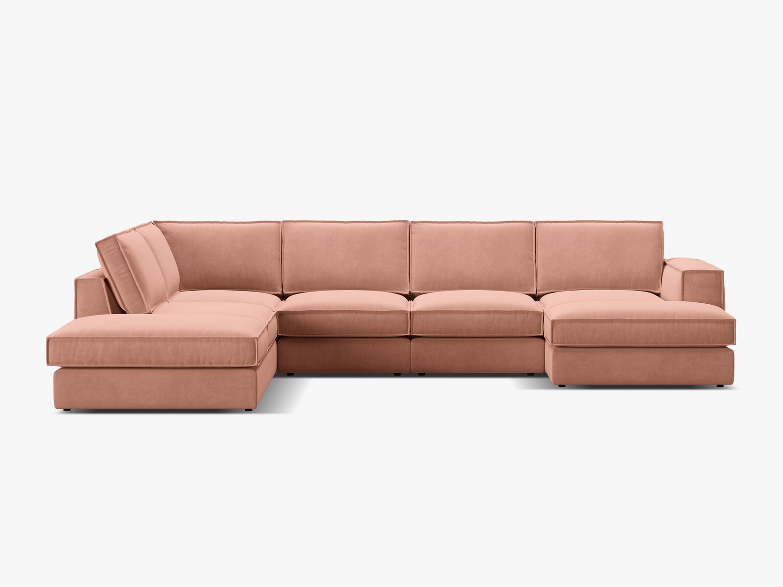 Micadoni modulares Panorama Ecksofa Pola 5-Sitzer Links Samt Salvador Rosa