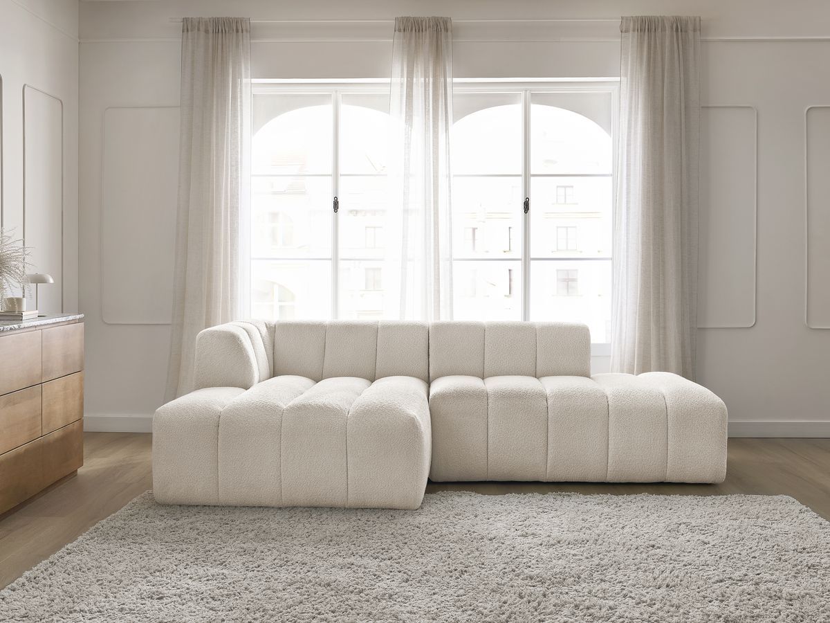 Bobochic Annecy Ecksofa Bouclé-Stoff Weiß Ecke links
