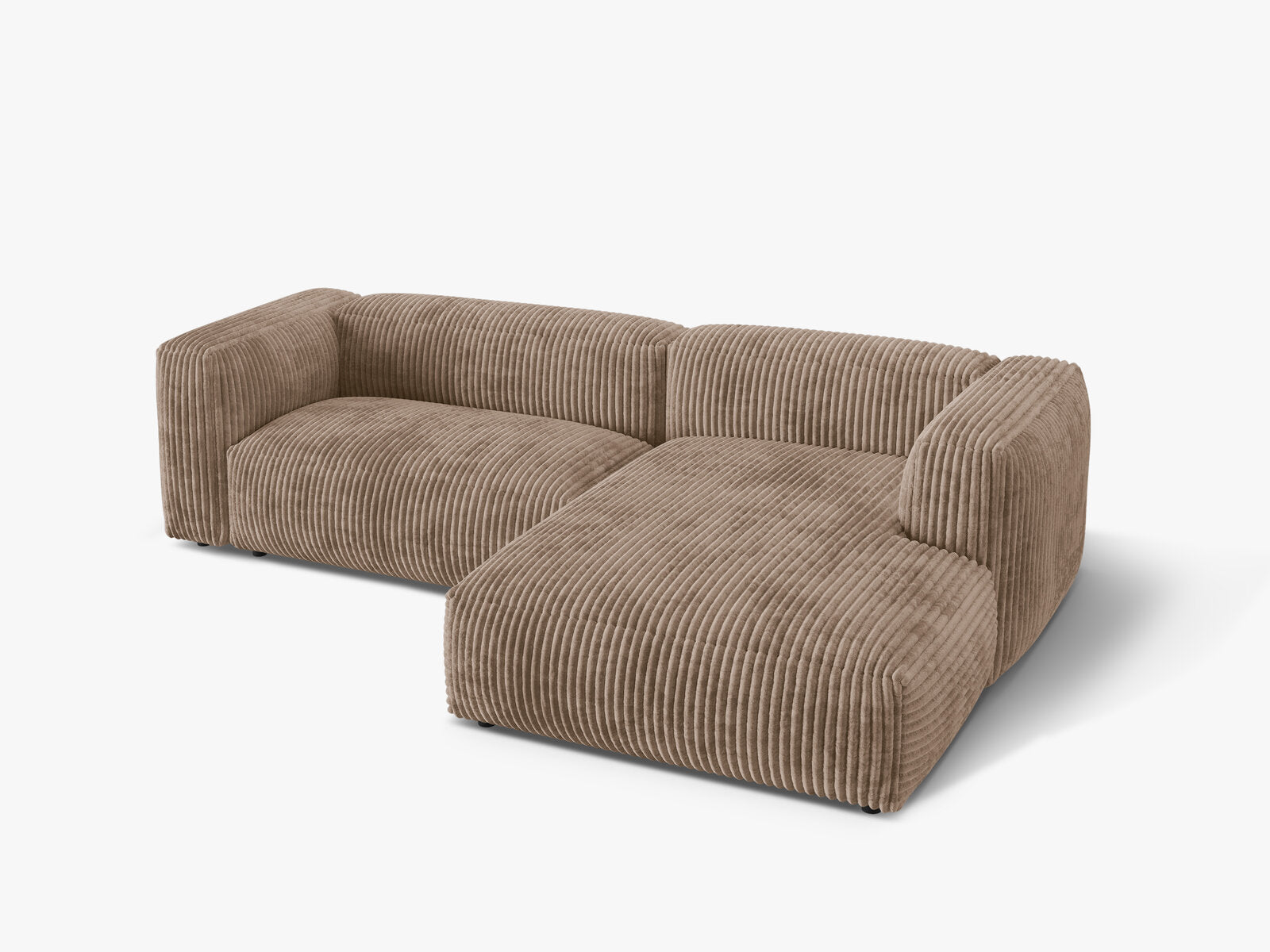 Micadoni Ecksofa Martina 2-Sitzer Rechts Kord Tilia Eichel