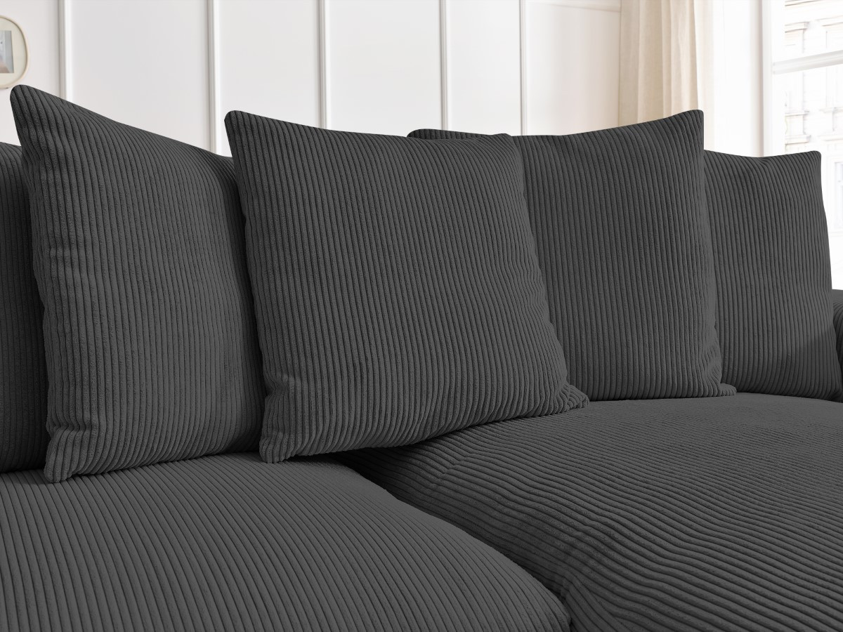 Bobochic Voltaire Ecksofa 310 × 174 cm Cordsamt Dunkelgrau