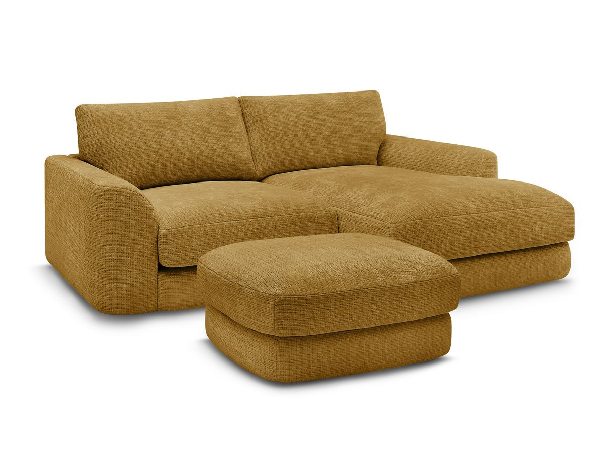 Bobochic Leonore Ecksofa mit Pouf Strukturstoff Gelb Ecke rechts