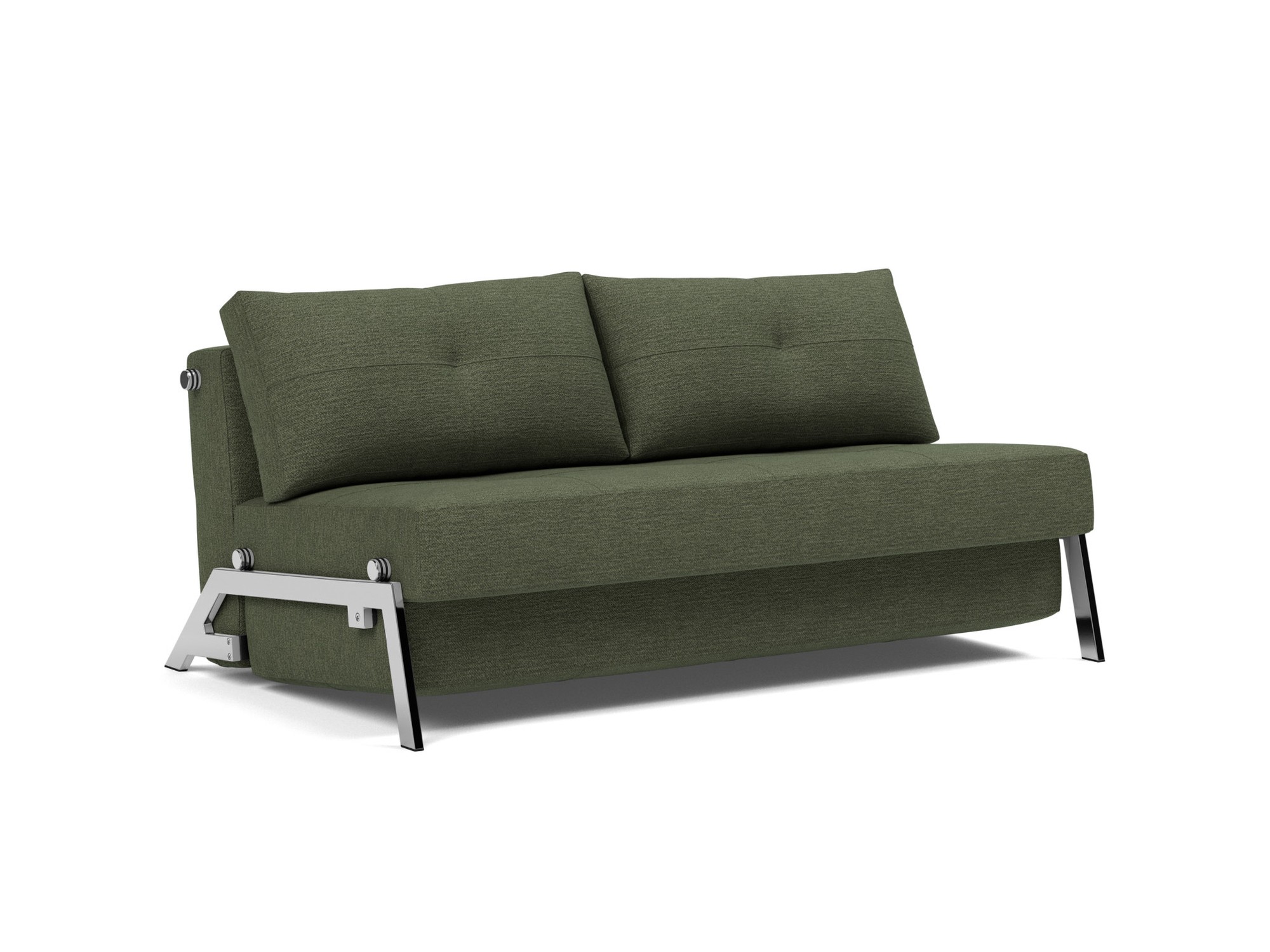Schlafsofa Cubed 160 Strukturierter Stoff Taura 353-Forest Beine Chrom