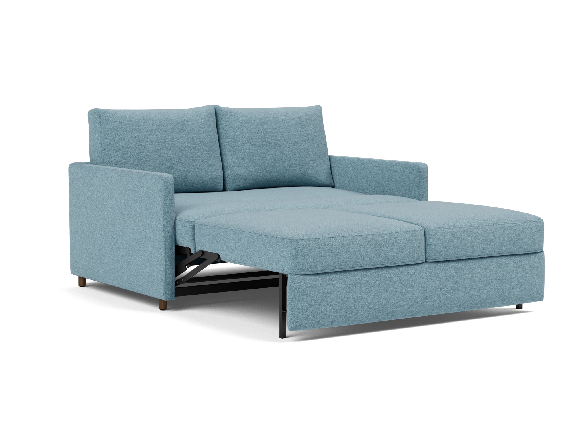 Schlafsofa Neah mit Slim-Armlehnen 140 Flachgewebe Mixed Dance 525-Light-Blue