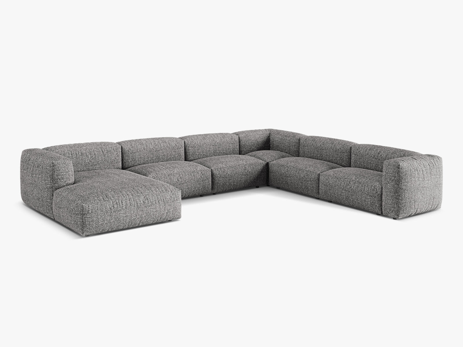 Micadoni modulares Ecksofa XL Martina 6-Sitzer Rechts Boucle Monet Graphit