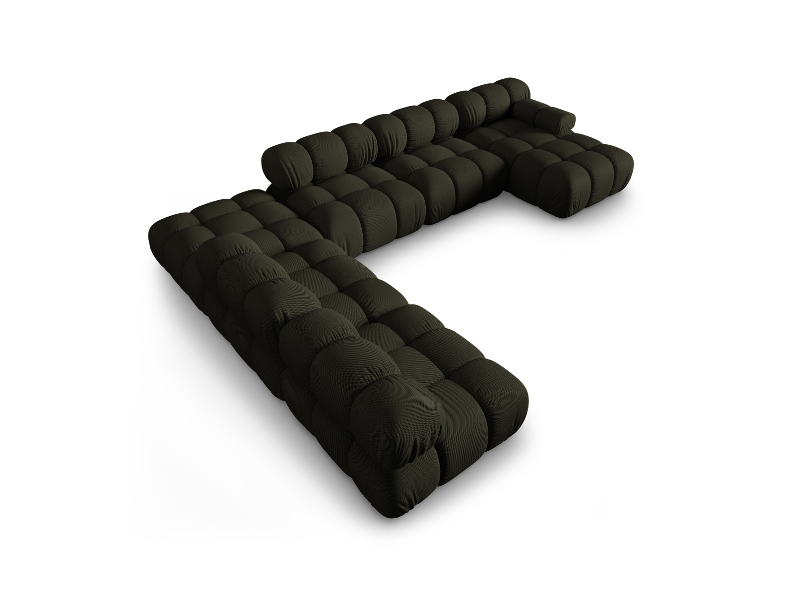 Micadoni Modulares Panorama Ecksofa Bellis 7-Sitzer Links 3D-Stoff Sonic Amazonas Grün