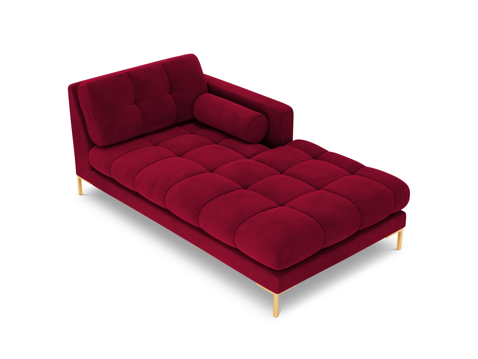 Cosmopolitan Design Chaiselongue Bali Samt Bluvel Rot Rechts Beine Gold