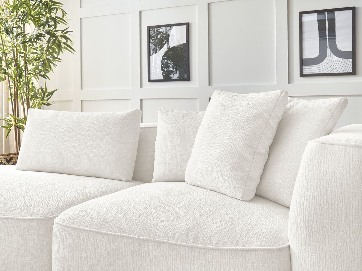 Bobochic Leopold Sofa 3-Sitzer Strukturstoff Weiß Armlehne rechts