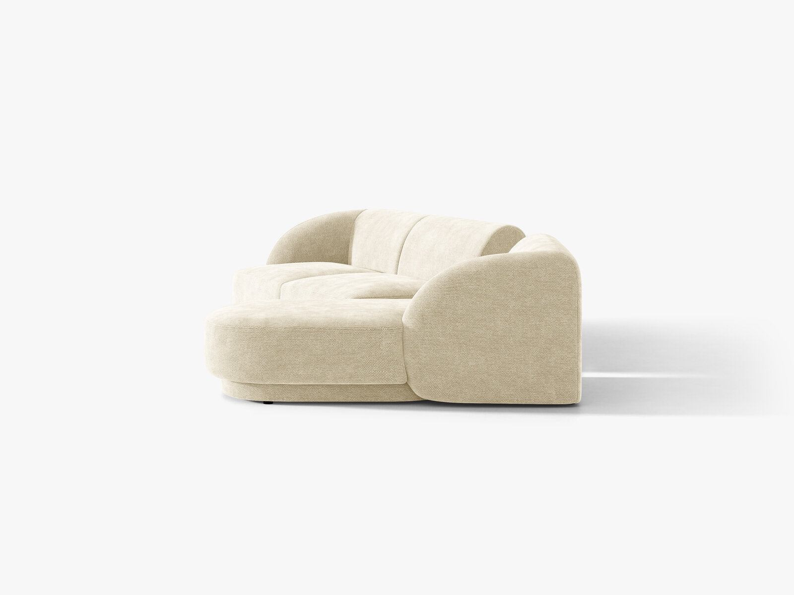 Micadoni Modulares Sofa Miley mit Recamiere 3-Sitzer Rechts Chenille Haga Helles Beige