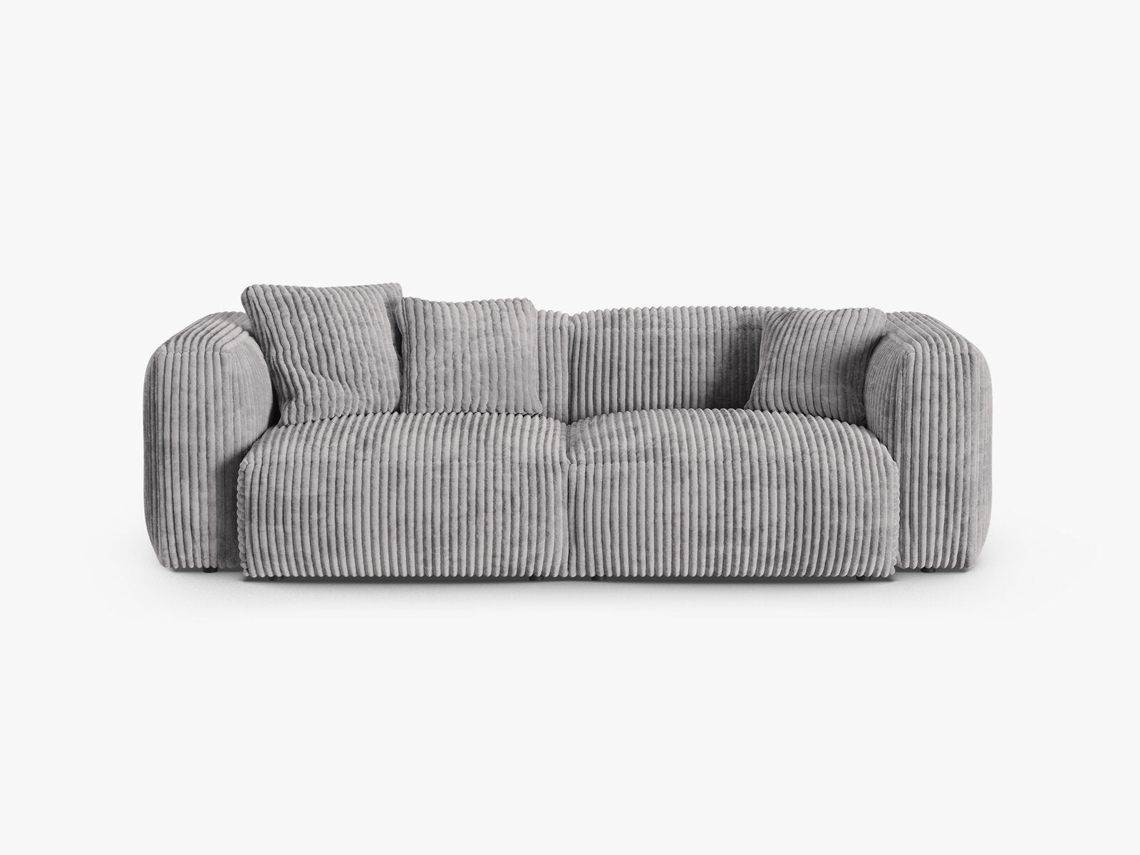 Micadoni Sofa Martina 3-Sitzer 90cm Sitztiefe Kord Tilia Hellgrau