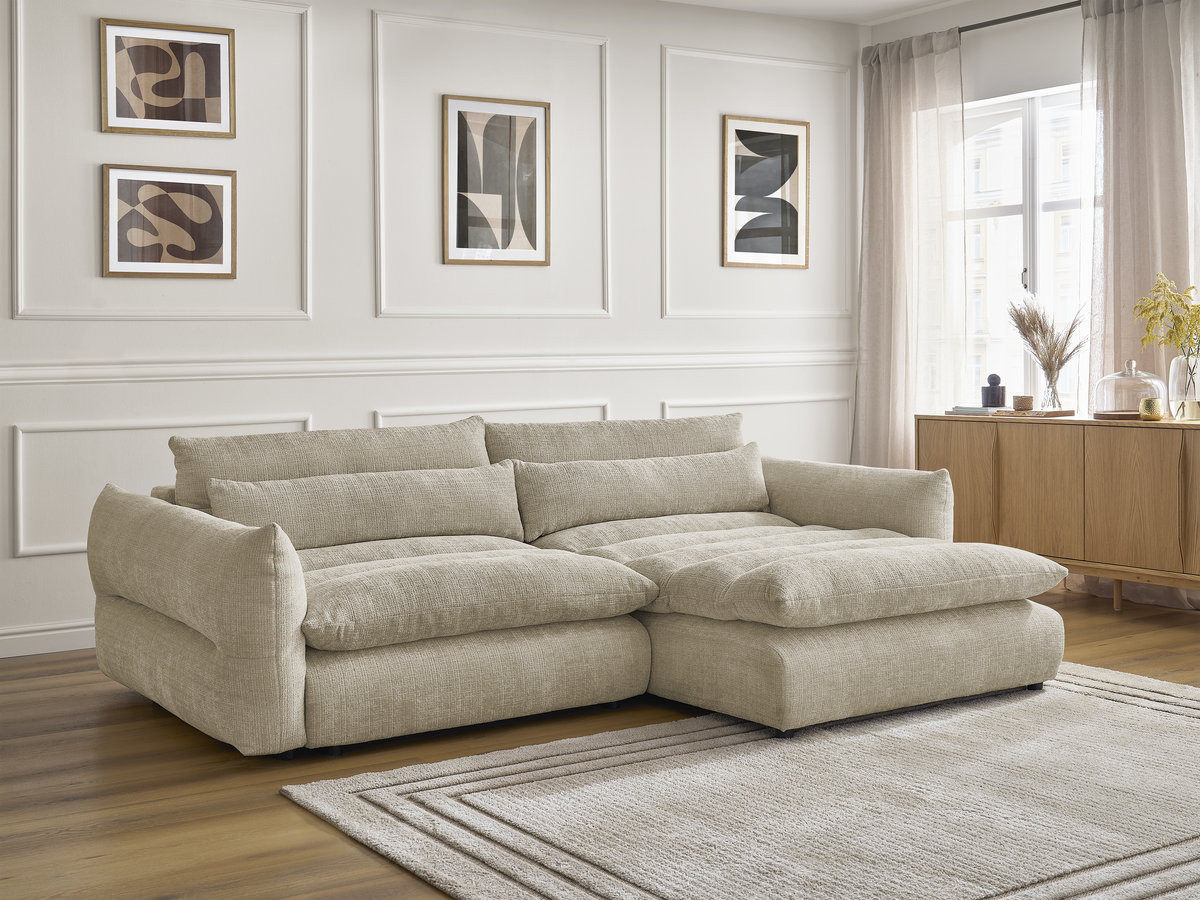 Bobochic Neil Ecksofa Strukturstoff Beige Ecke rechts