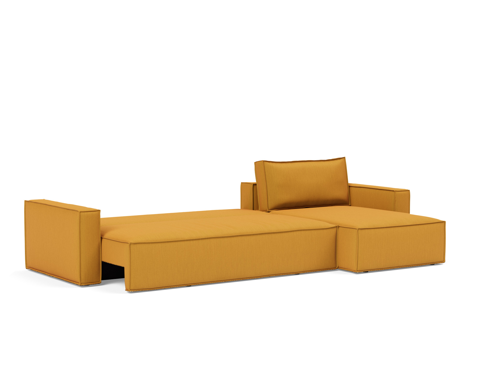Schlafsofa Newilla mit Chaiselongue Flachgewebe Elegance 507-Burned-Curry