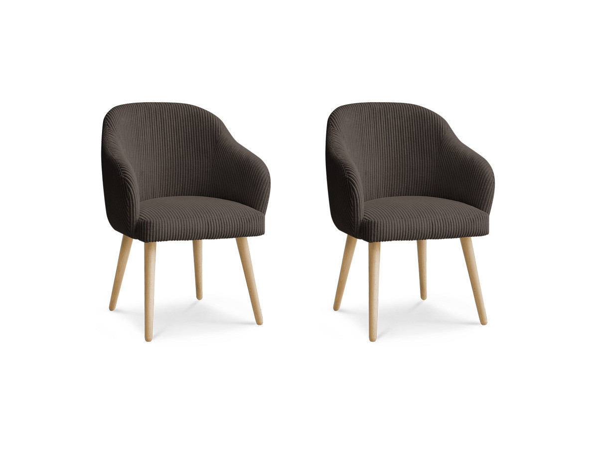 Bobochic Sophie Esszimmerstuhl 2er-Set mit skandinavischen Holzbeinen Cordsamt Taupe