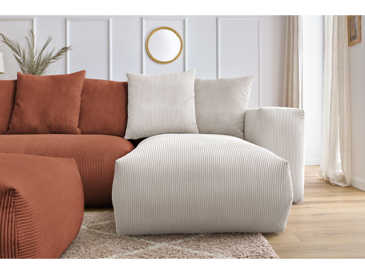 Bobochic Voltaire Wohnlandschaft mit Pouf 356 × 214 cm Cordsamt Mehrfarbig Ecke rechts