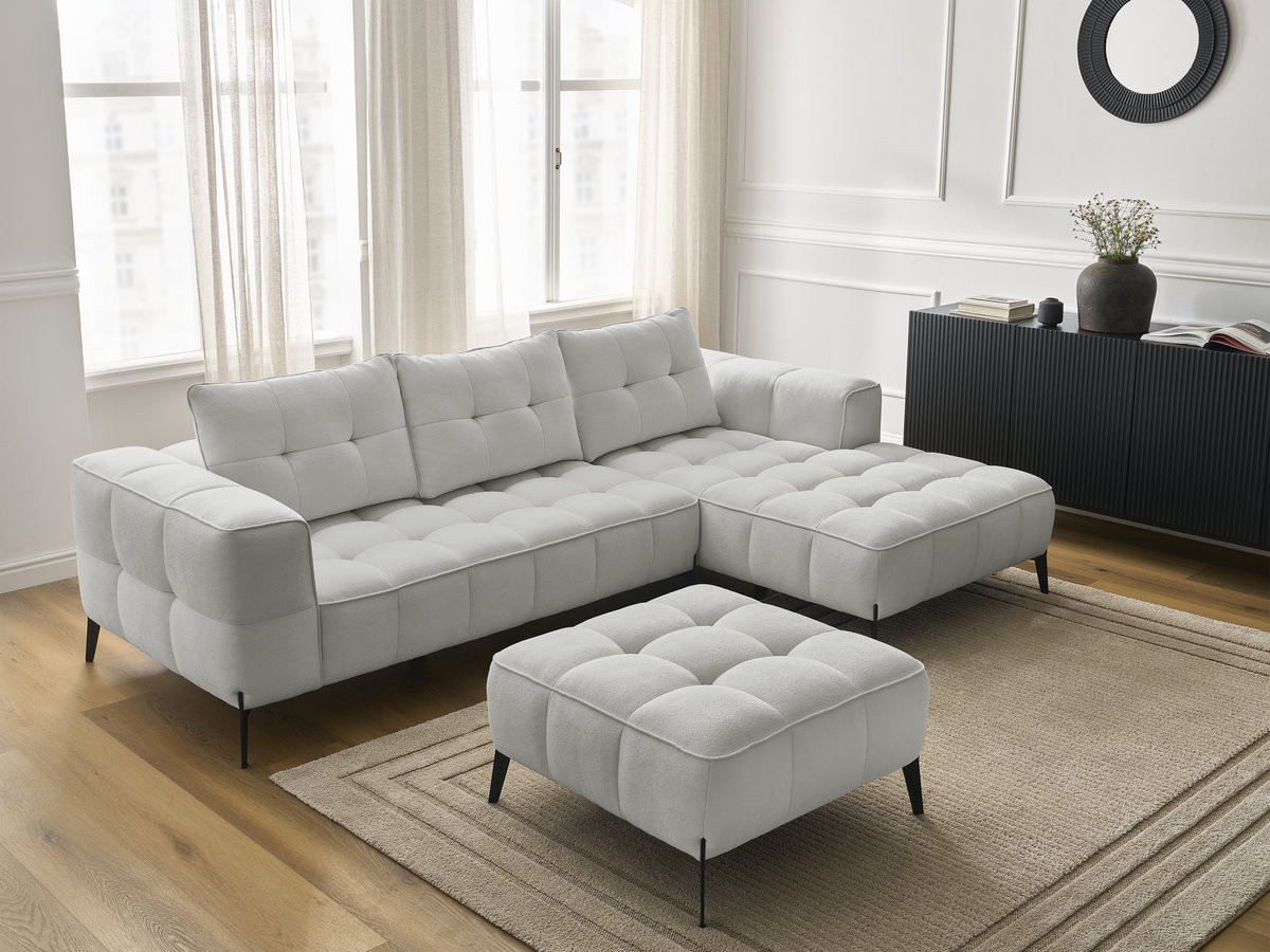 Bobochic Anis Ecksofa mit Pouf Strukturstoff Hellgrau Ecke rechts