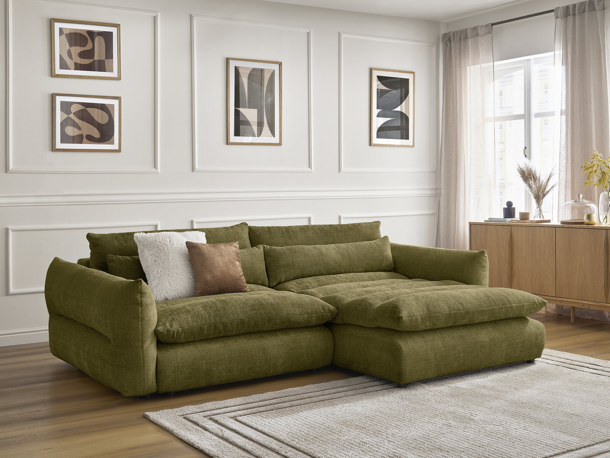 Bobochic Neil Ecksofa Strukturstoff Grün Ecke rechts