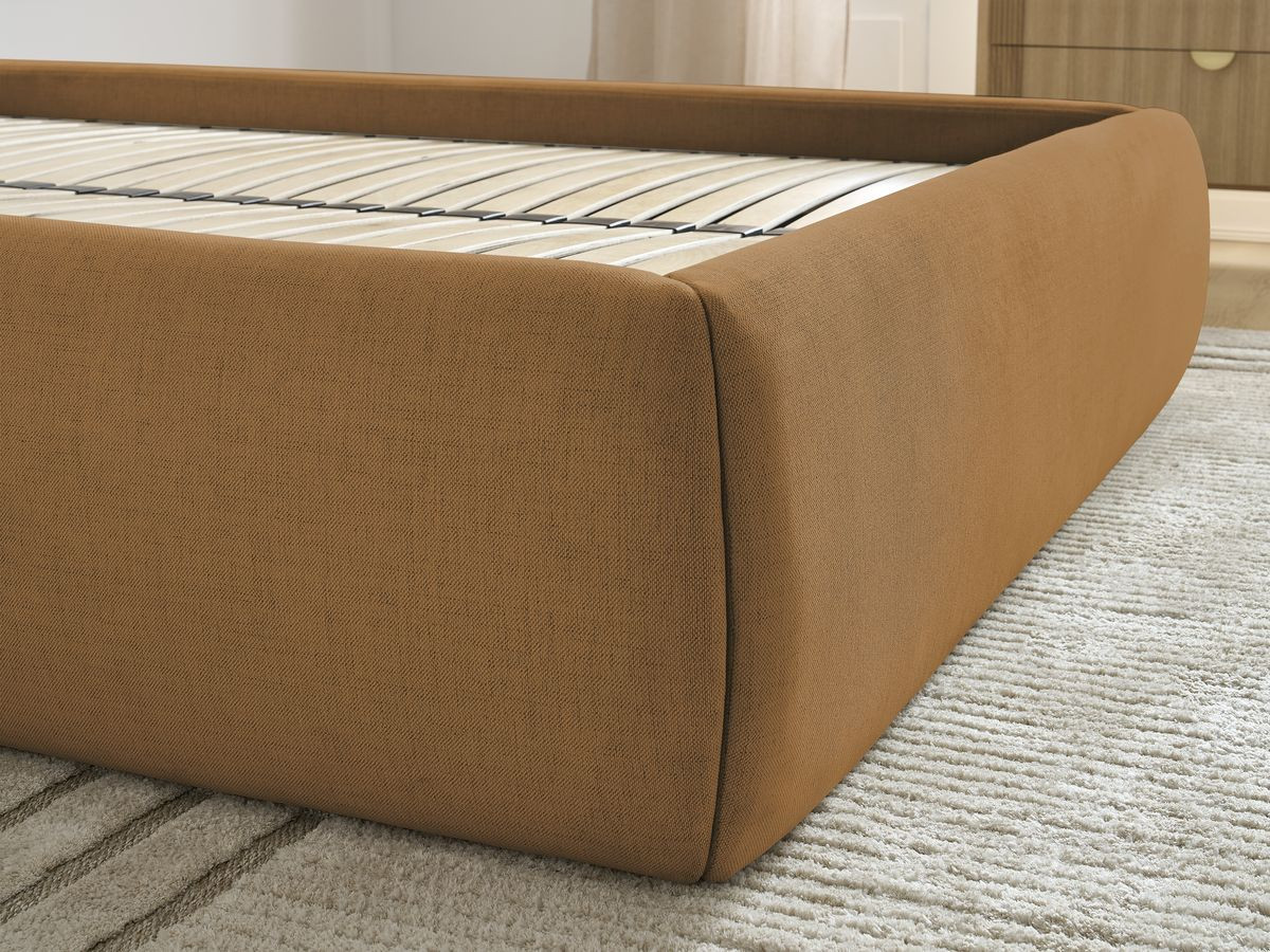 Bobochic Inera Bettgestell mit Bettkasten, ohne Kopfteil Stoff Gelb, Liegefläche 140 × 190 cm
