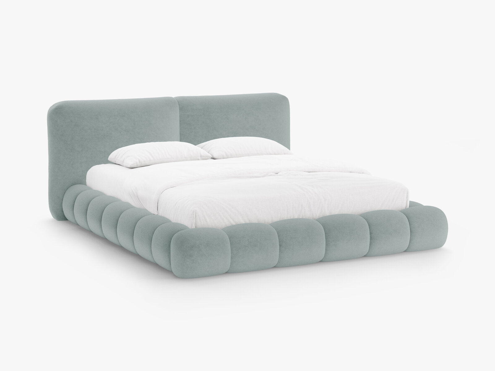 Micadoni Stauraumbett mit Kopfteil Solange Chenille Perfect Harmony Hellblau 200x200