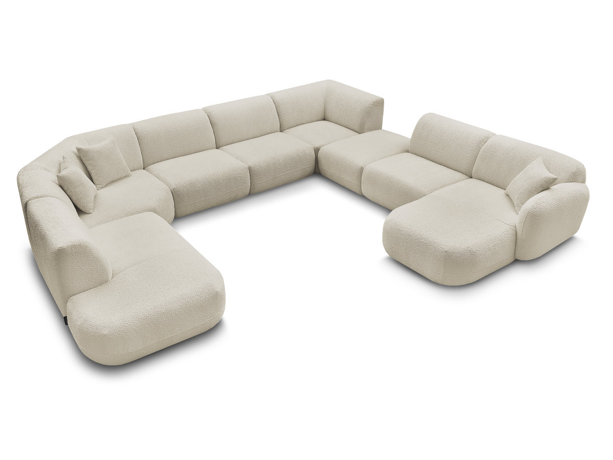 Bobochic Anda Wohnlandschaft mit Pouf 396 × 357 cm Chenille Beige Ecke rechts