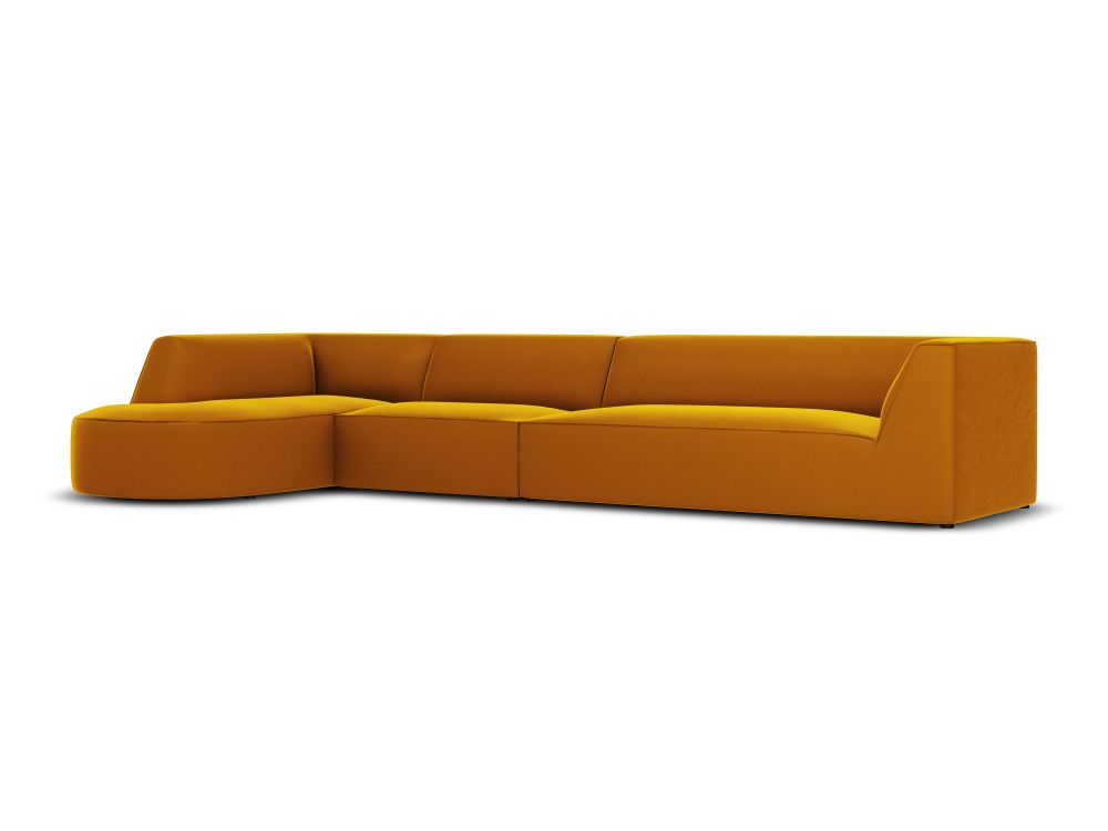 Cosmopolitan Design Ecksofa Siena 5-Sitzer abgerundet Samt Salvador Gelb Links