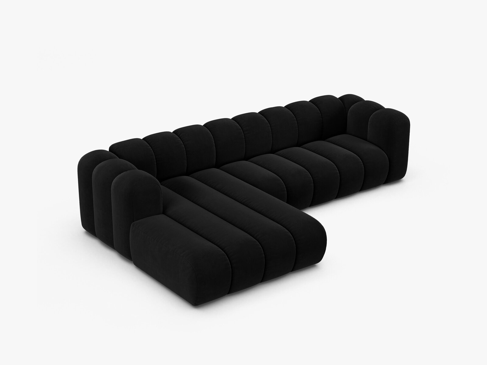 Micadoni Modulares Ecksofa Lupine 4-Sitzer Links Samt Salvador Schwarz