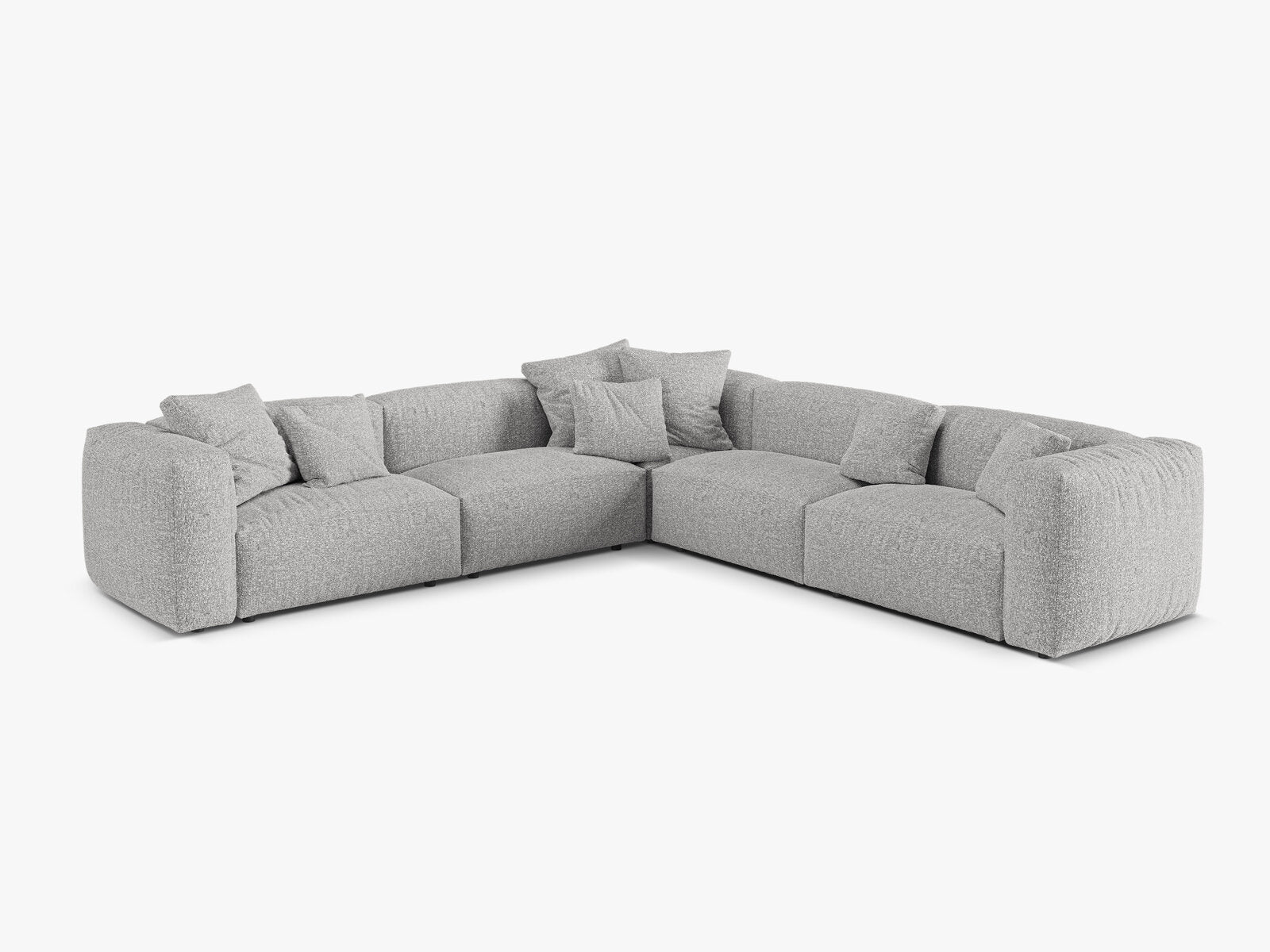 Micadoni modulares symmetrisches Ecksofa XL Martina 5-Sitzer Boucle Monet Silber