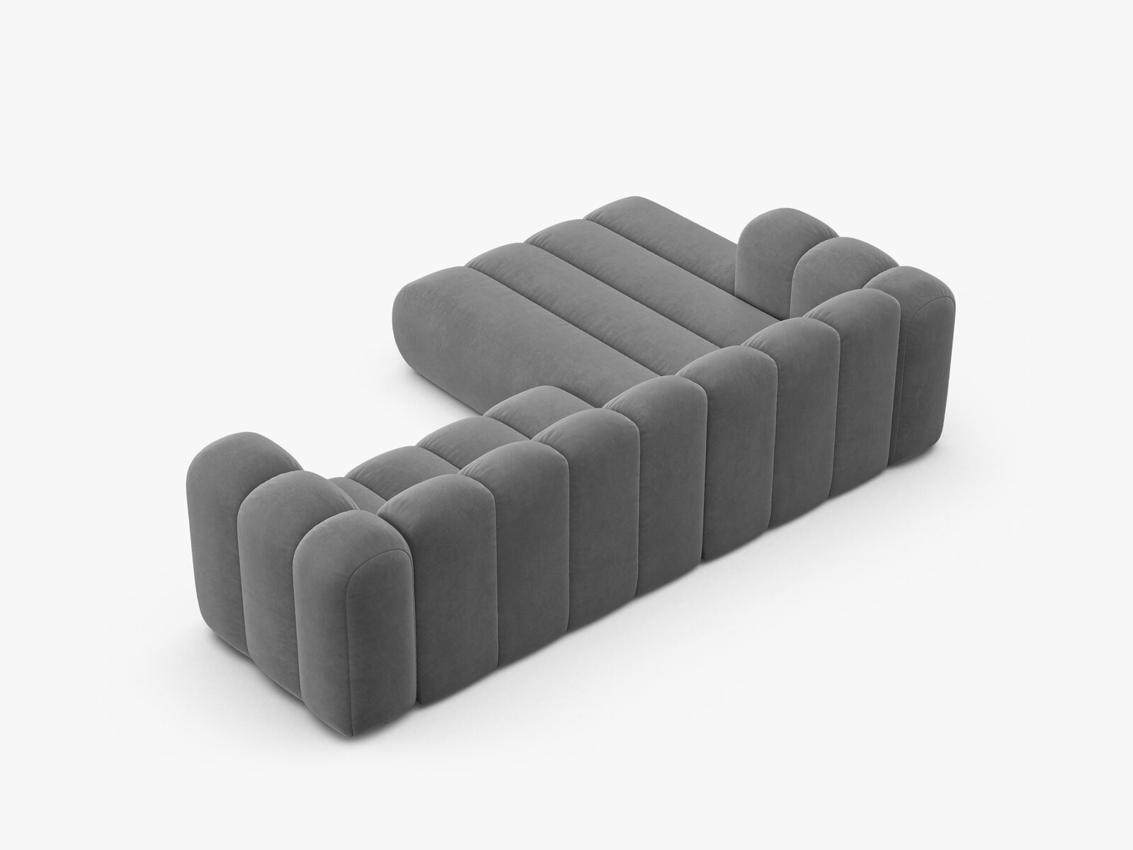 Micadoni Modulares Ecksofa Lupine 4-Sitzer mittelgroß Links Samt Venus Hellgrau