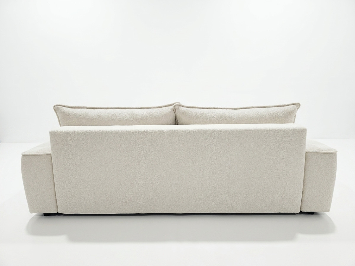 Bobochic Honore Schlafsofa 3-Sitzer mit Bettkasten Chenille Weiß