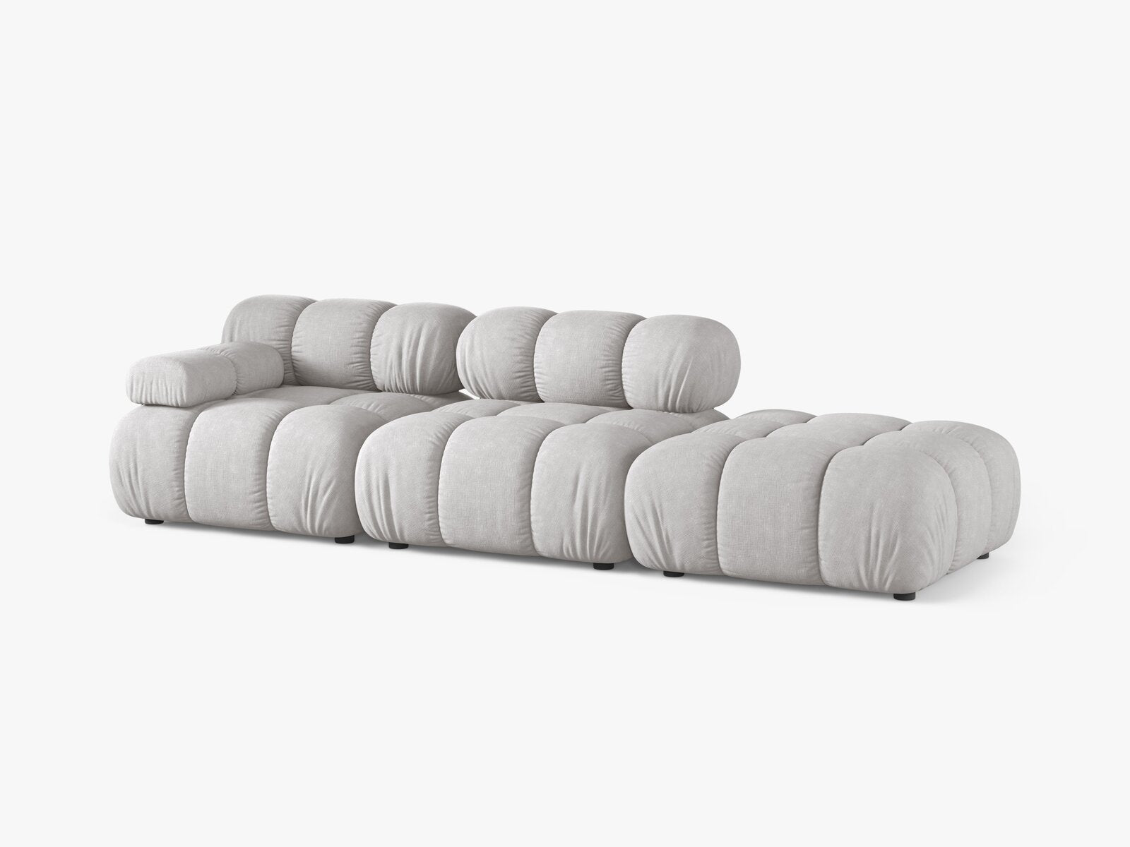 Micadoni Modulares Sofa Bellis 4-Sitzer Rechts Strukturierter Stoff Liberty Hellgrau