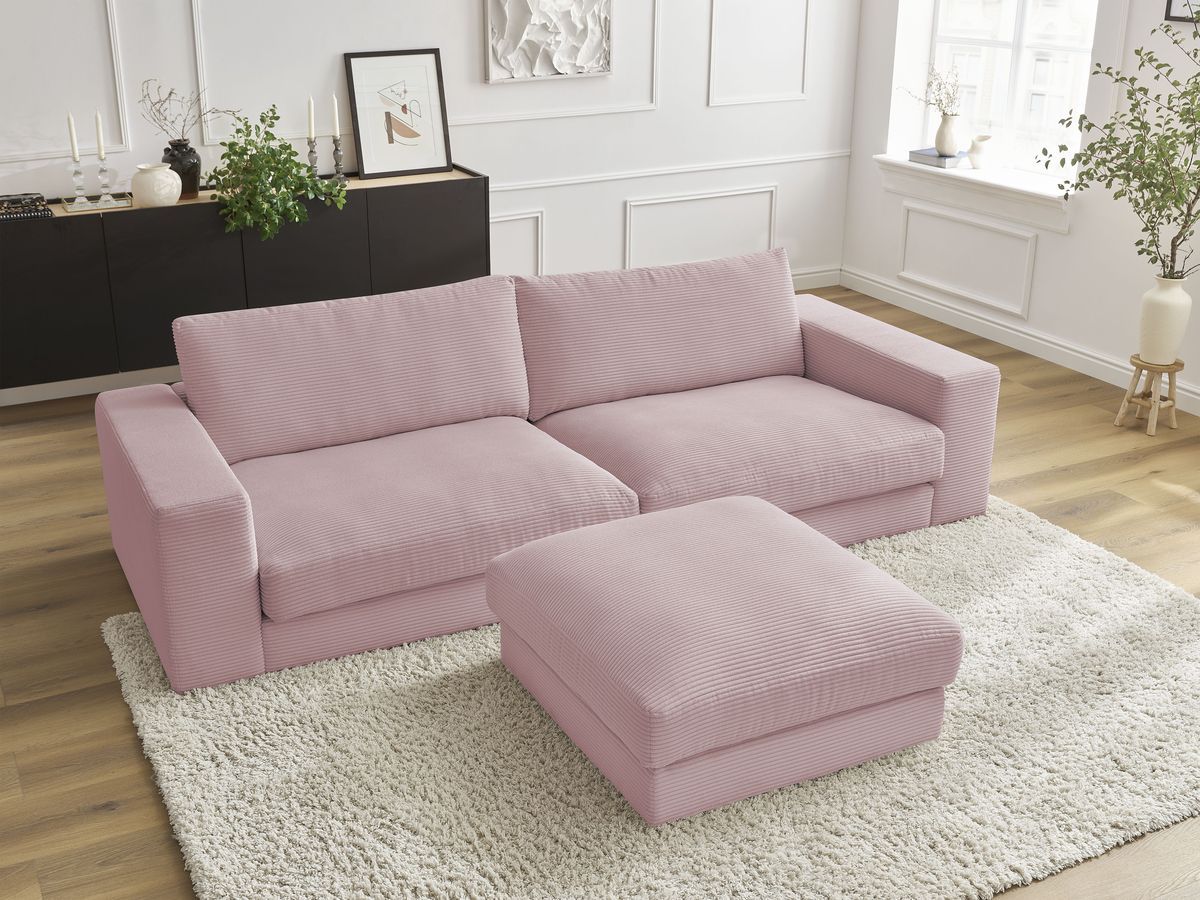 Bobochic Leonard Sofa 4-Sitzer mit Pouf 274 × 109 cm Cordsamt Violett