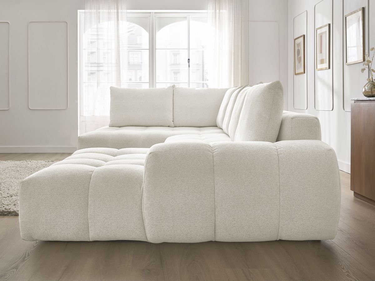 Bobochic Everest Wohnlandschaft, 6 Kissen Melange-Stoff Weiß Ecke rechts