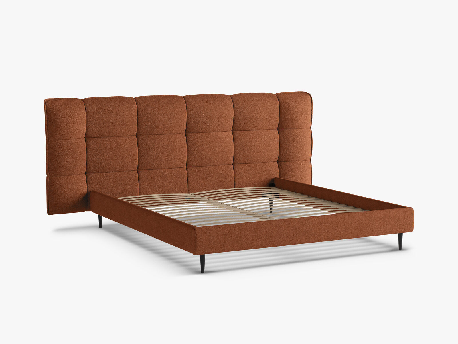 Micadoni Stauraumbett mit Kopfteil Eric with legs Boucle Sicuro Ziegel 180x200