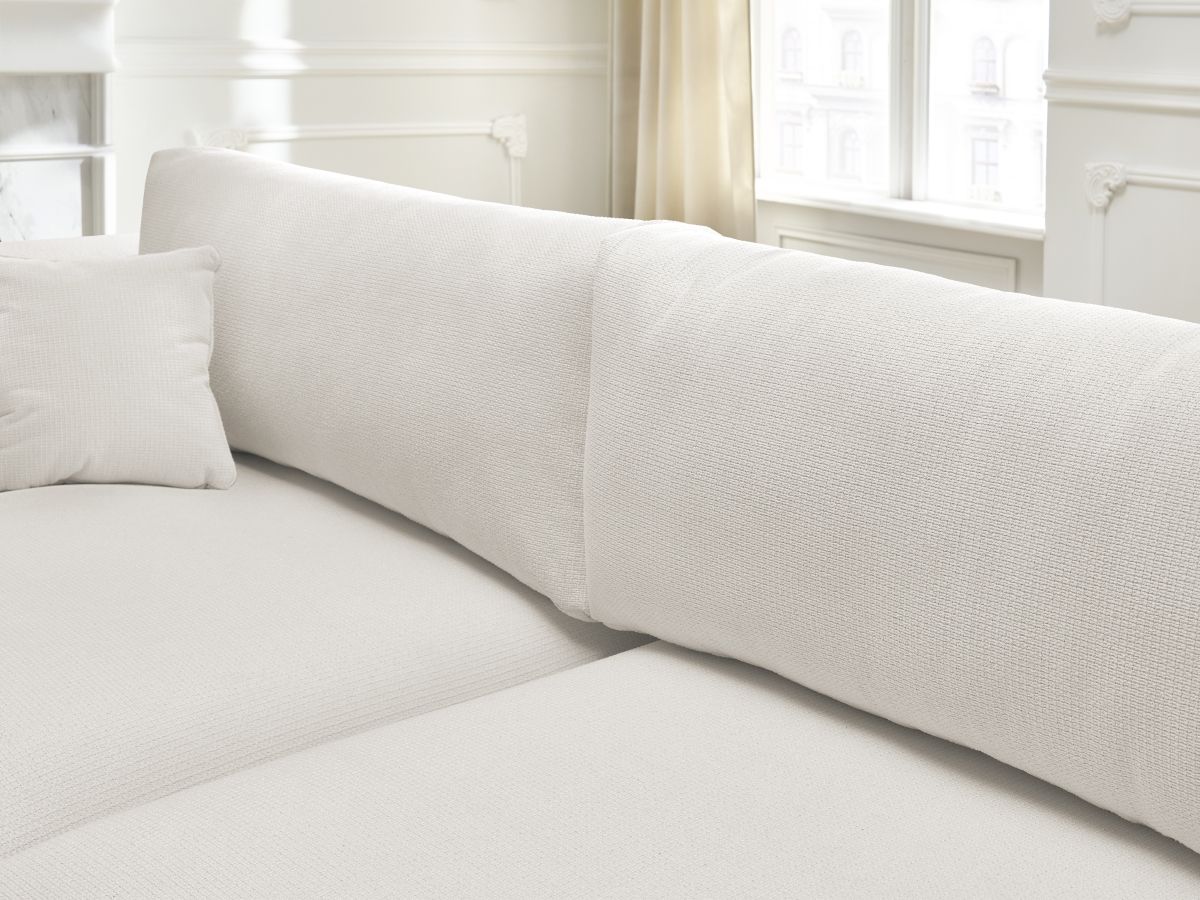 Bobochic Ezechiel Schlafsofa 3-Sitzer mit Bettkasten Melange-Stoff Weiß
