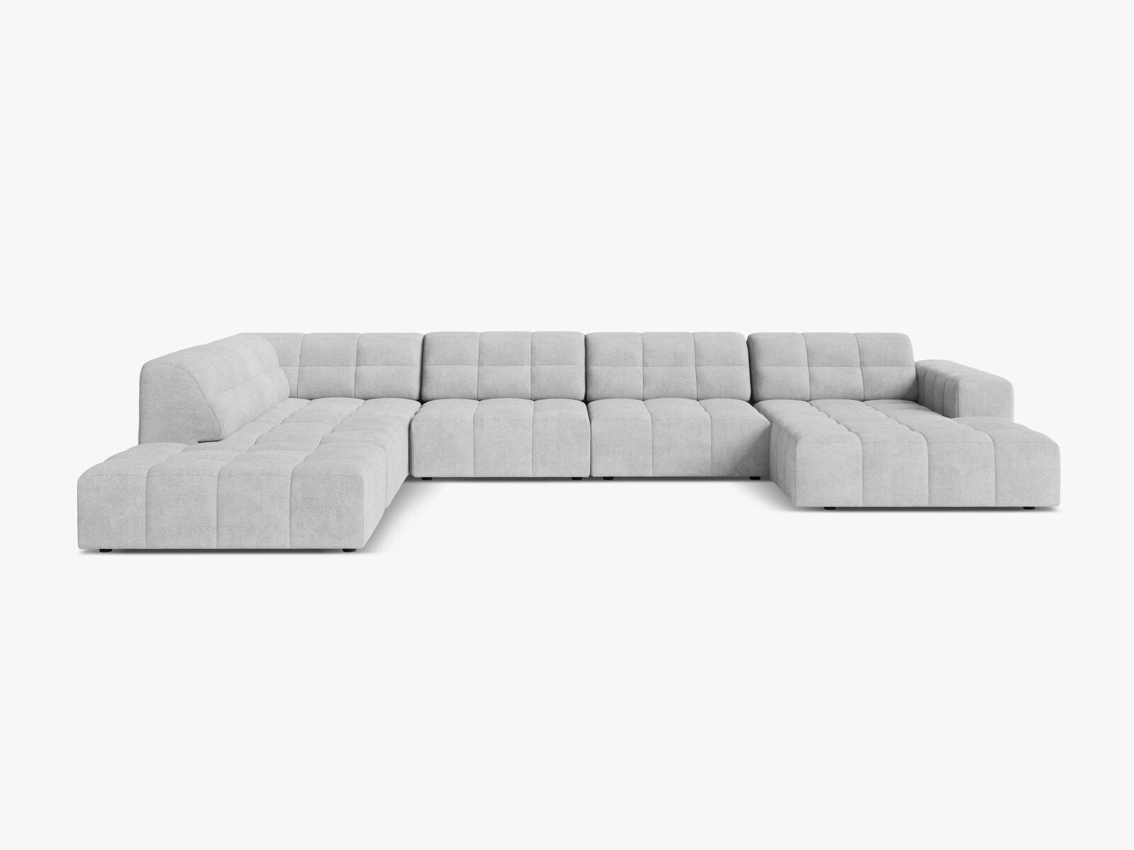 Micadoni Panorama Ecksofa Jennifer 7-Sitzer Links Chenille Eden Silber