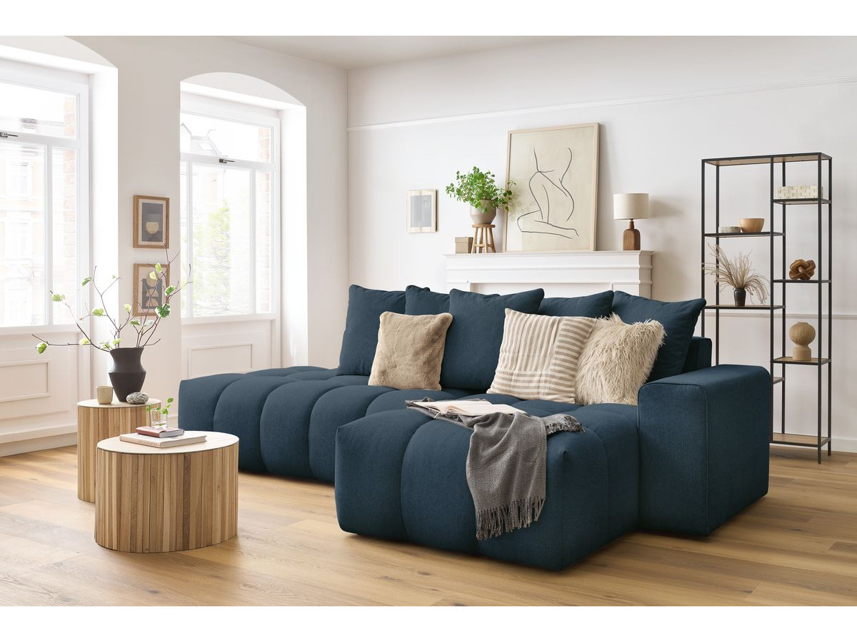 Bobochic Mont-blanc Ecksofa Melange-Stoff Dunkelblau Ecke rechts