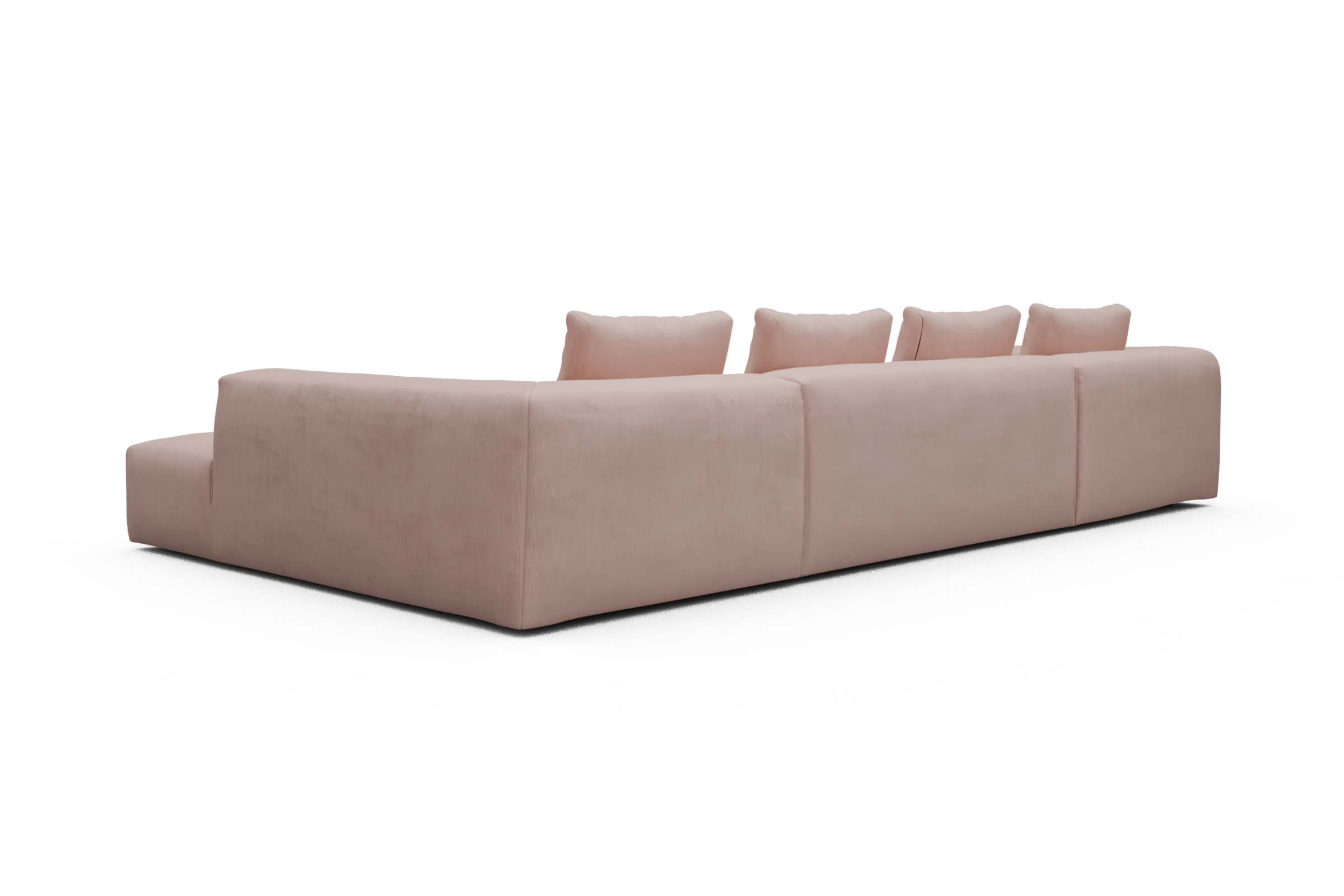 Wohnlandschaft Fred Relax-Ecke rechts mit 2-Sitzer und Chaiselongue links Kord Cordufine 312-Blush