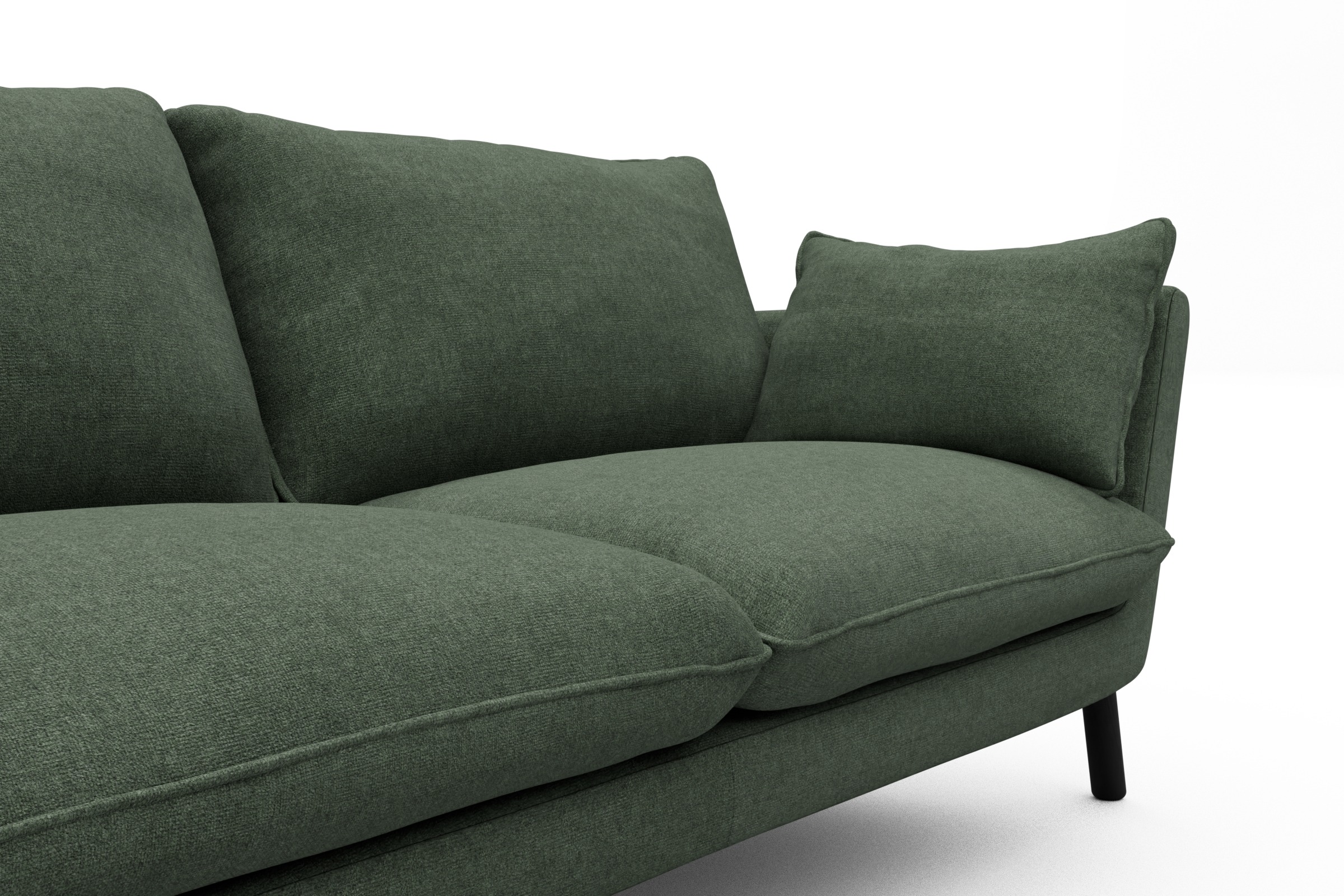 Sofa Emil 3-Sitzer Beinfarbe Eiche Schwarz Casone-Forest-Green
