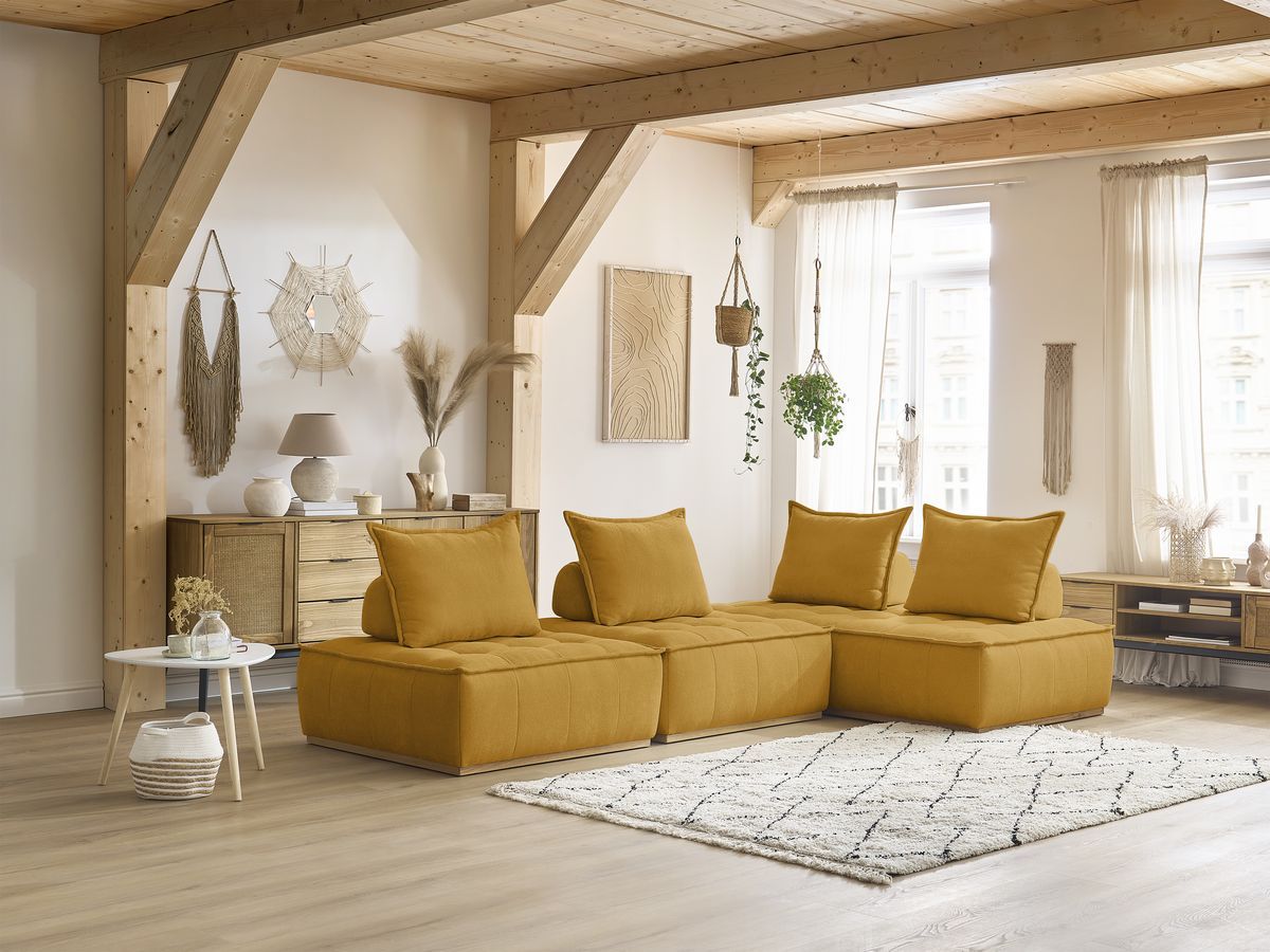 Bobochic Elisa Ecksofa Strukturstoff Gelb