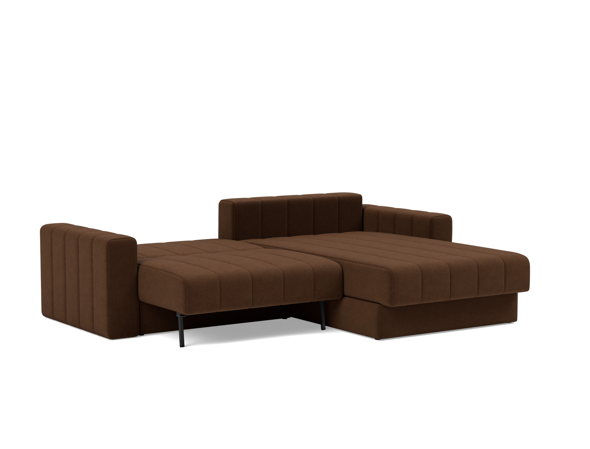 Schlafsofa Akello mit Chaiselongue und Armlehnen Strukturierter Stoff Taura 359-Cappuccino