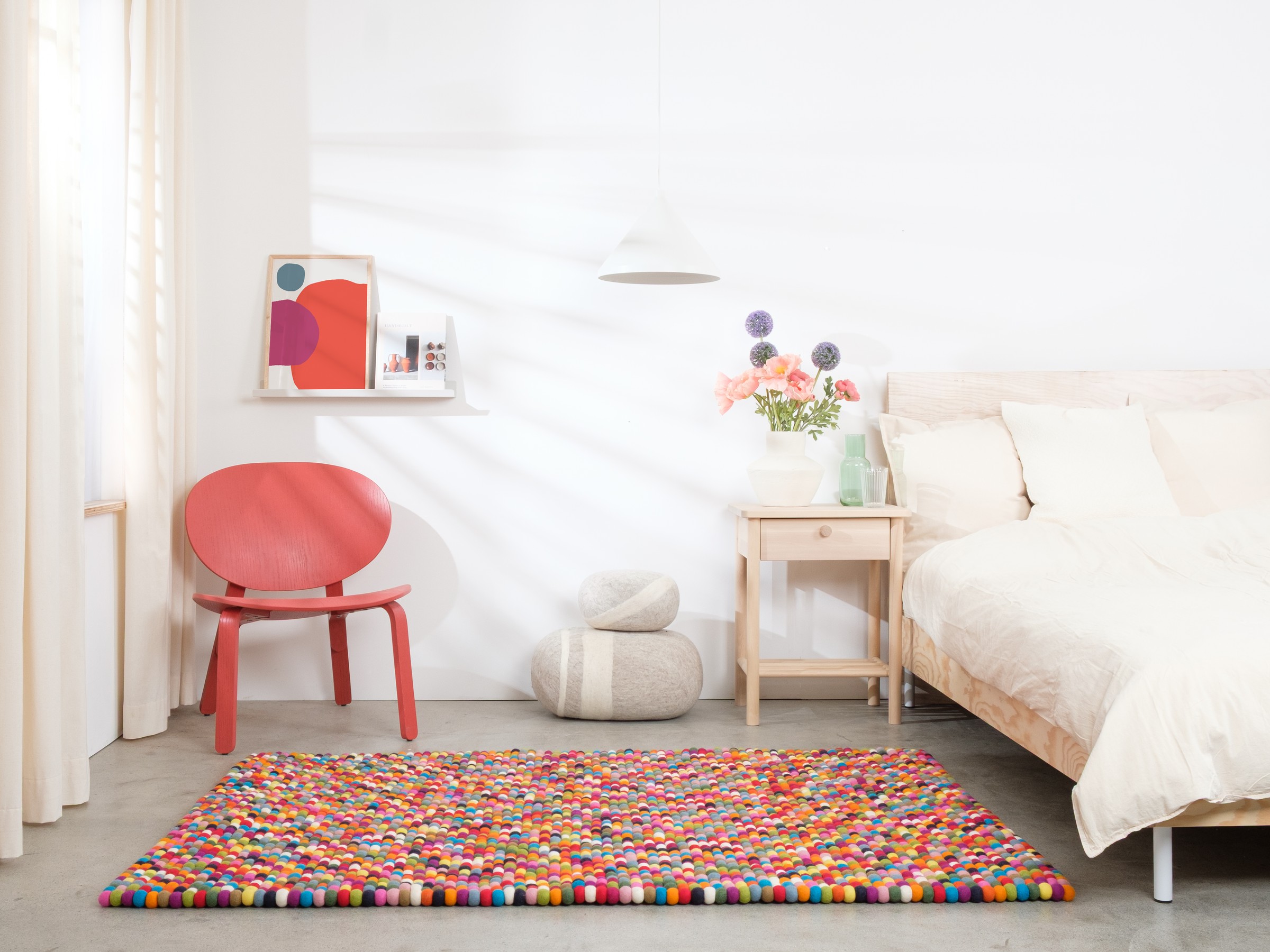 myfelt Lotte Filzkugelteppich Bunt rechteckig 120 x 170 cm