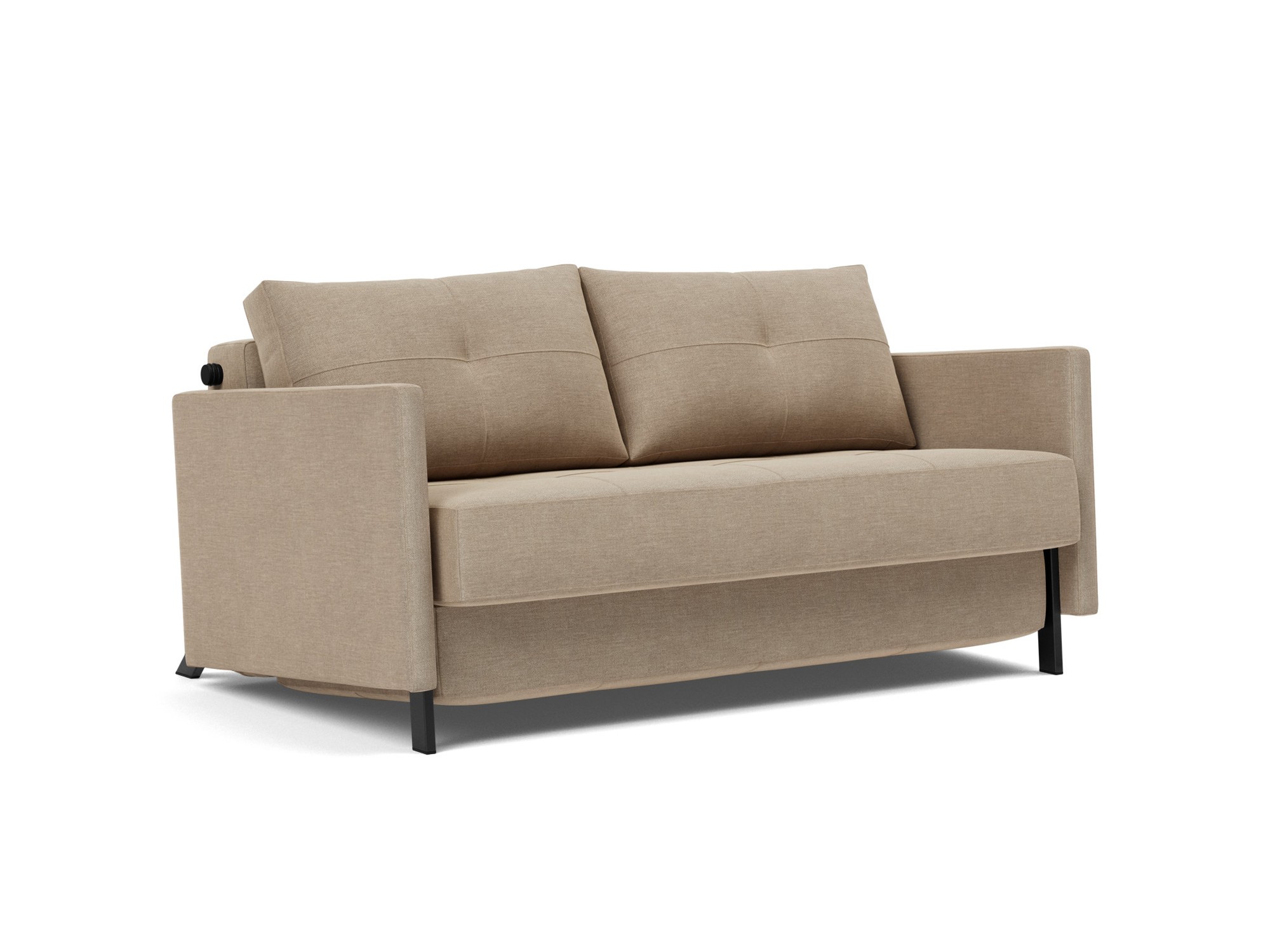 Schlafsofa Cubed mit Armlehnen 140 Flachgewebe Phobos 587-Mocha